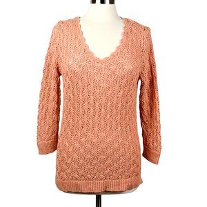Loft Ann Taylor Knit V-Neck 3/4 Sleeve Sweater
